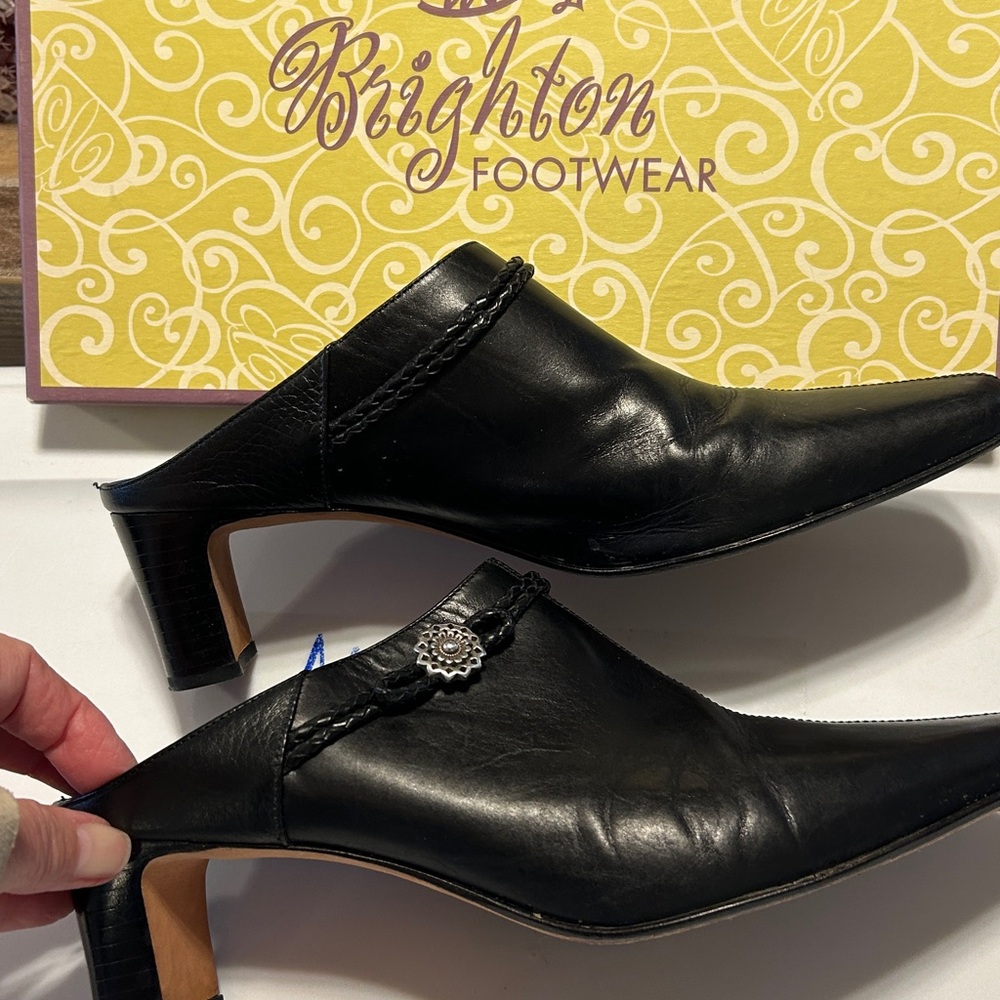 Brighton Black Leather Mules with Silver Accent. Size 9M. Good condition - Picture 4 of 9